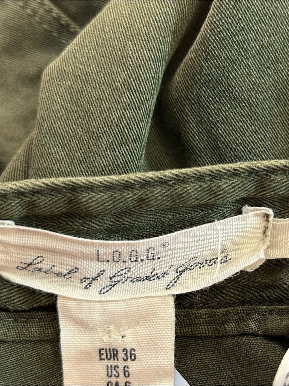 H&M L.O.G.G. Olive Utility A-Line Skirt with Front Zip Size 6 - Picture 7 of 9